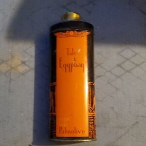 Vintage Egyptian Talc Tin - Orange and Black